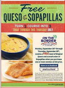 FREE Queso & Sopapillas with Entree Purchase Coupon - Facebook