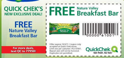 Free Nature Valley Breakfast Bar at Quick Chek - Facebook