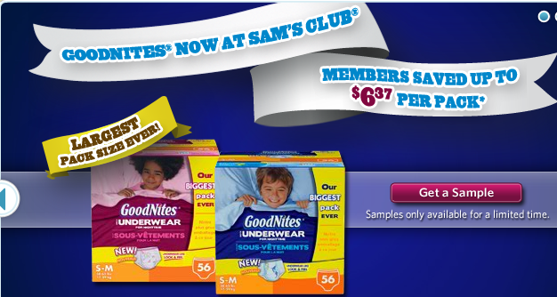 Free Sample of GoodNights Underwear - Sam's Club Members