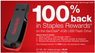 Free Thumbdrive at Staples (After Rewards)