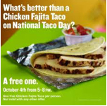 Free Chicken Fajita Taco -Taco Cabana on 10/04 Only