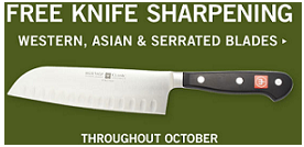 Free Two Knives Sharpened at Sur La Table in October