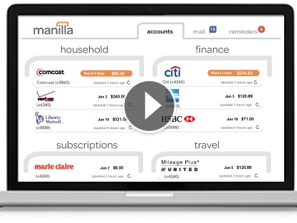 Free Online Account & Bill Organizer (Manilla)
