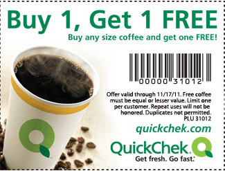 Quick Chek: B1G1 Free Any Size Coffee