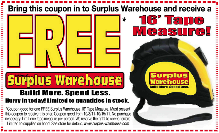 Free 16' Tape Measure at Surplus Warehouse