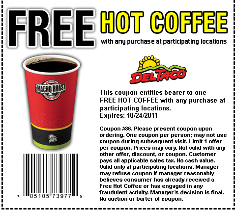 Free Hot Coffee at Del Taco - w/any purchase