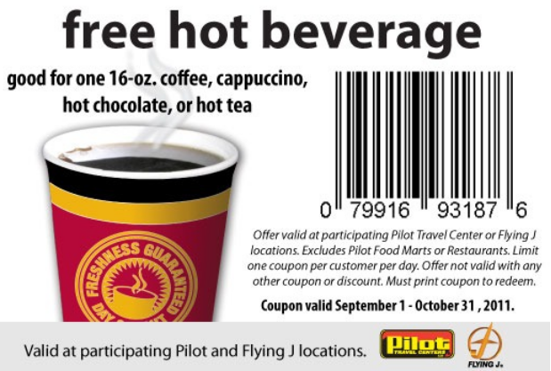 Free Hot Beverage at Pilot Travel Centers - Facebook