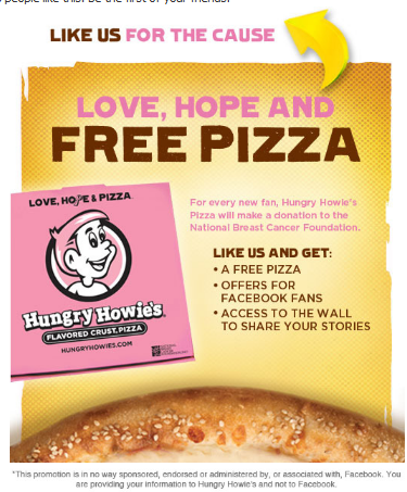 Free Small Pizza From Hungry Howies - Facebook (Limited States)