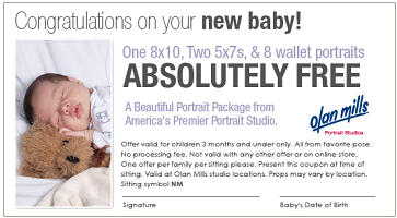 Free Beautiful Baby Portrait Package From Olan Mills