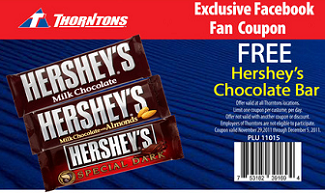 Free Hershey’s Chocolate Bar at Thorntons