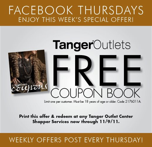 Free Coupon Book at Tanger Outlets