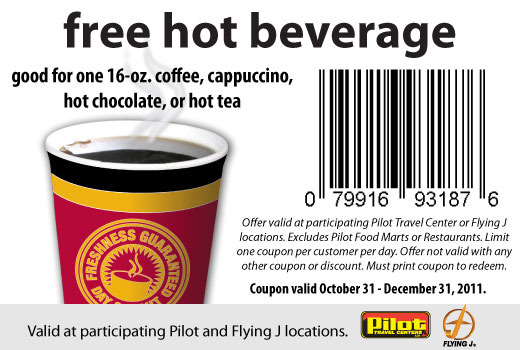 Free Hot Beverage at Pilot Travel Centers