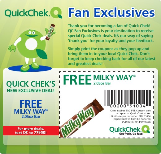 Free Milky Way Bar at Quick Chek