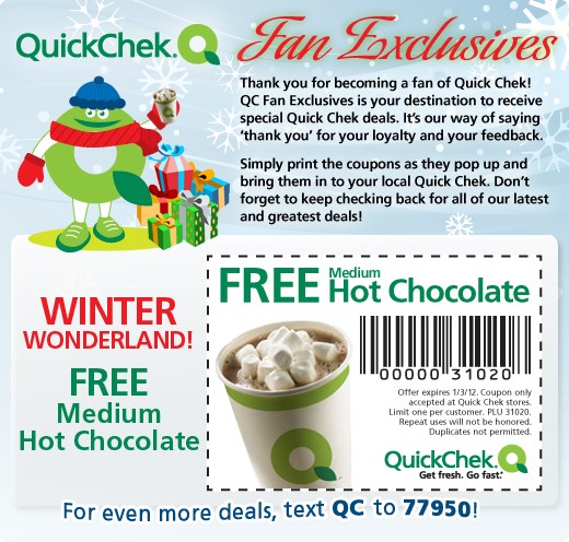 Free Medium Hot Chocolate at Quick Chek