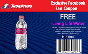 Free Bottle of Living Life Water at Thorntons