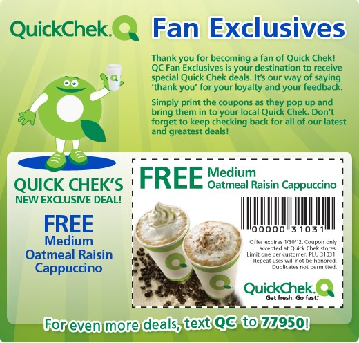 Free Medium Oatmeal Raisin Cappuccino at Quick Chek