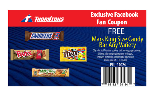 Free Mars King Size Candy Bar at Thorntons