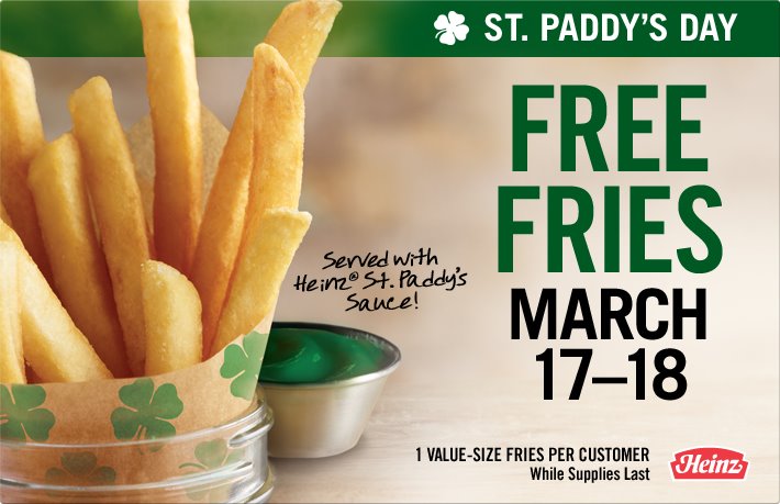 Free French Fries at Burger King on March 17-18