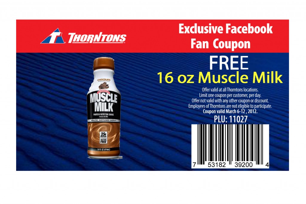 Free 16 oz Muscle Milk at Thorntons