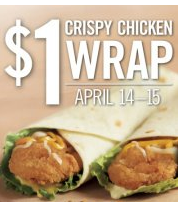 Burger King: Chicken Wraps Only $1 (4/14-4/15 Only)