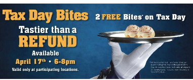 Free Cinnabon Bites on 4/15 6-8pm