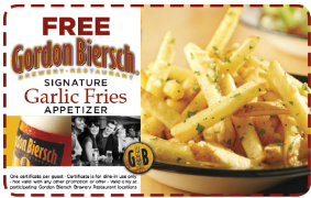 FREE Garlic Fries at Gordon Biersch