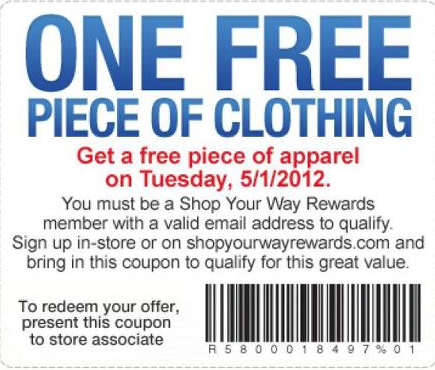 Free Piece of Apparel at Sears Outlet Stores (5/1 Only)
