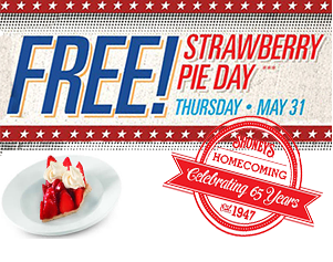 Free Piece of Strawberry Pie at Shoney's on May 31st