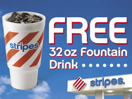 Free 32oz Fountain Drink From Stripes In NM, OK, TX