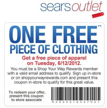Free Apparel at Sears Outlet Stores Today Only (6/12)
