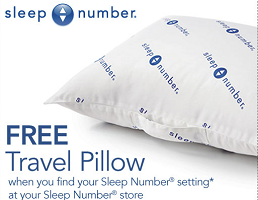 Free Travel Pillow at Sleep Number Stores