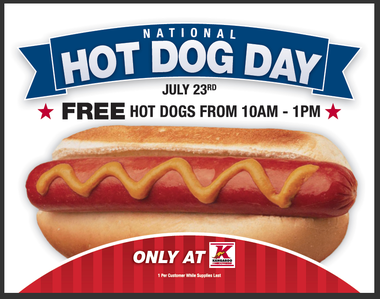 Free Hot Dog July 23rd At Kangaroo Express