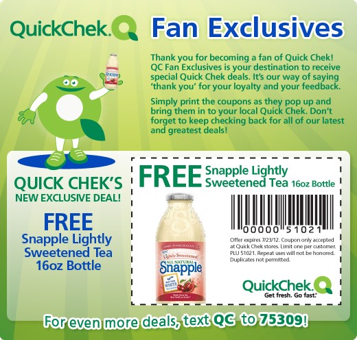 Free Sample Snapple Tea at Quick Chek