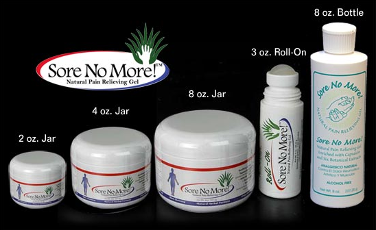 Free Sample Sore No More Natural Pain Relieving Gel