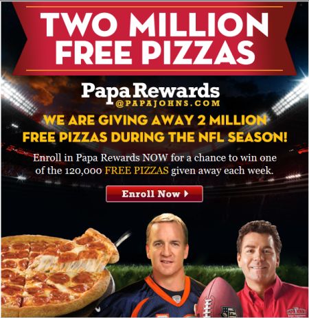 Giveaway: Free Pizza from Papa Johns