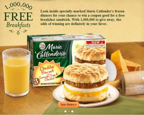 Win Marie Callender's Breakfast Sandwich (1,000,000)