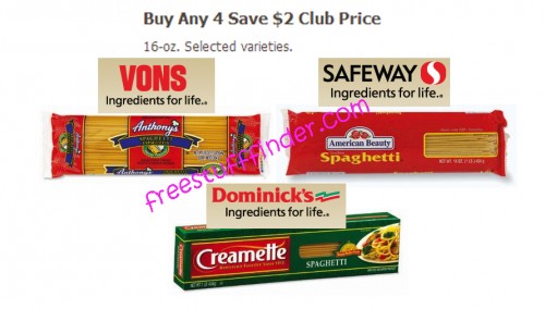 Free Pasta at Safeway Stores