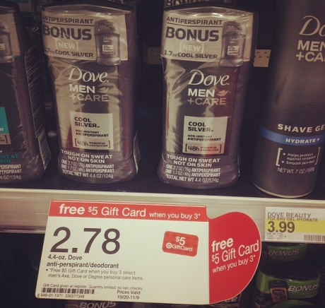Deal: $0.12 Men's Dove Deodorant at Target 