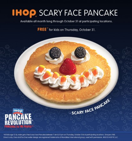 Free IHOP Scary Face Pancake for Kids (10/30 Only)