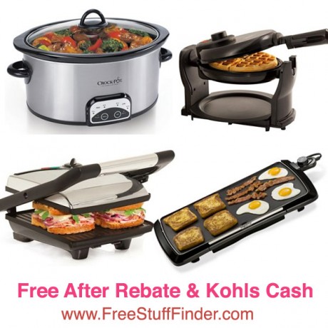 FREE Crock Pot, Griddle, Waffle Maker at Kohls after Rebate & Rewards