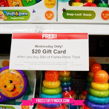 Free $20 Toys R Us Gift Card with $40 Fisher-Price Purchase (Today Only)