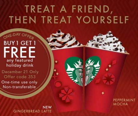 BOGO Holiday Drinks at Starbucks