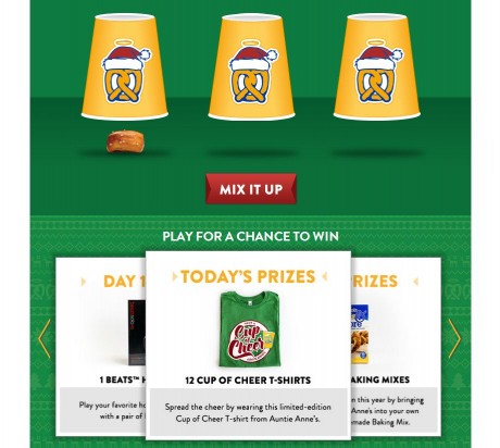 Win Prizes Auntie Anne's 12 Days of Cheer Sweepstakes