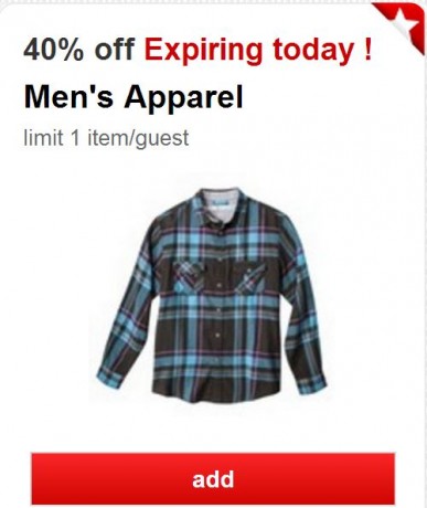 High Value Coupon: 40% Off Men’s Apparel at Target (Today Only!)