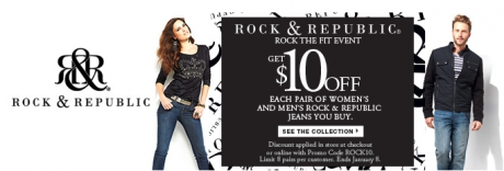 $10.00 Off Rock & Republic Jeans Purchase