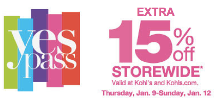 Kohls: Save 15% Through Jan 12th + Earn $10 Kohls Cash
