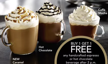 BOGO Free Starbucks Expresso or Hot Chocolate