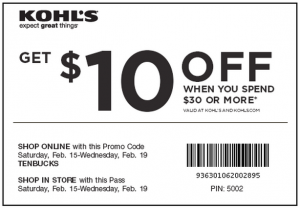 Kohl's-$10-off-$30-Coupon