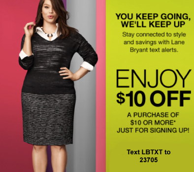 *HOT* $10 Off $10+ Lane Bryant Purchase Coupon