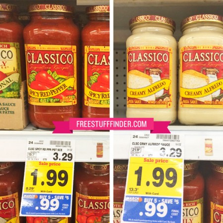 Classico Pasta Sauce as low as $0.24 at Kroger